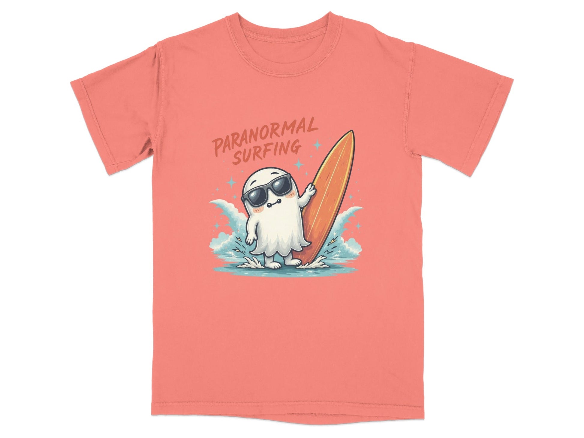 Paranormal Surfing Ghost With Surfboard Fun Summer T-Shirt - IconVexa