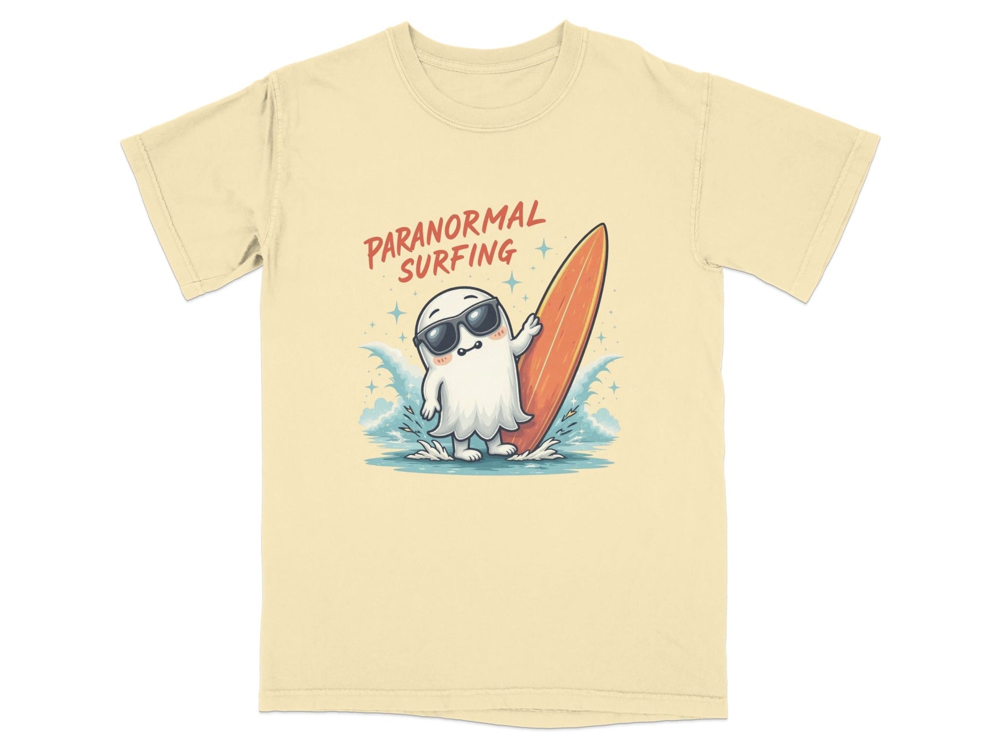 Paranormal Surfing Ghost With Surfboard Fun Summer T-Shirt - IconVexa