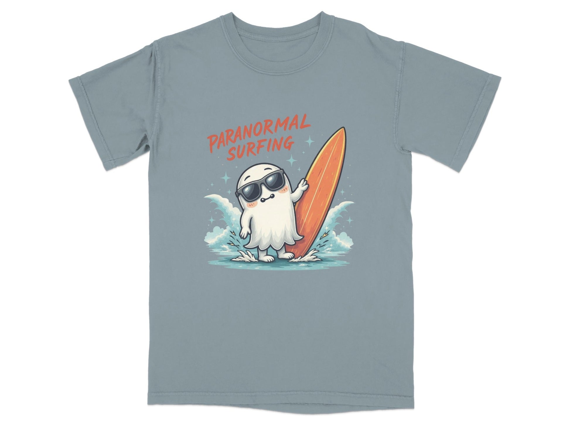 Paranormal Surfing Ghost With Surfboard Fun Summer T-Shirt - IconVexa