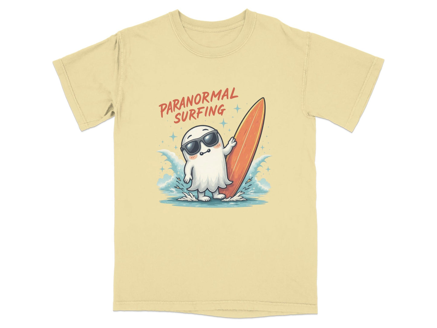 Paranormal Surfing Ghost With Surfboard Fun Summer T-Shirt - IconVexa