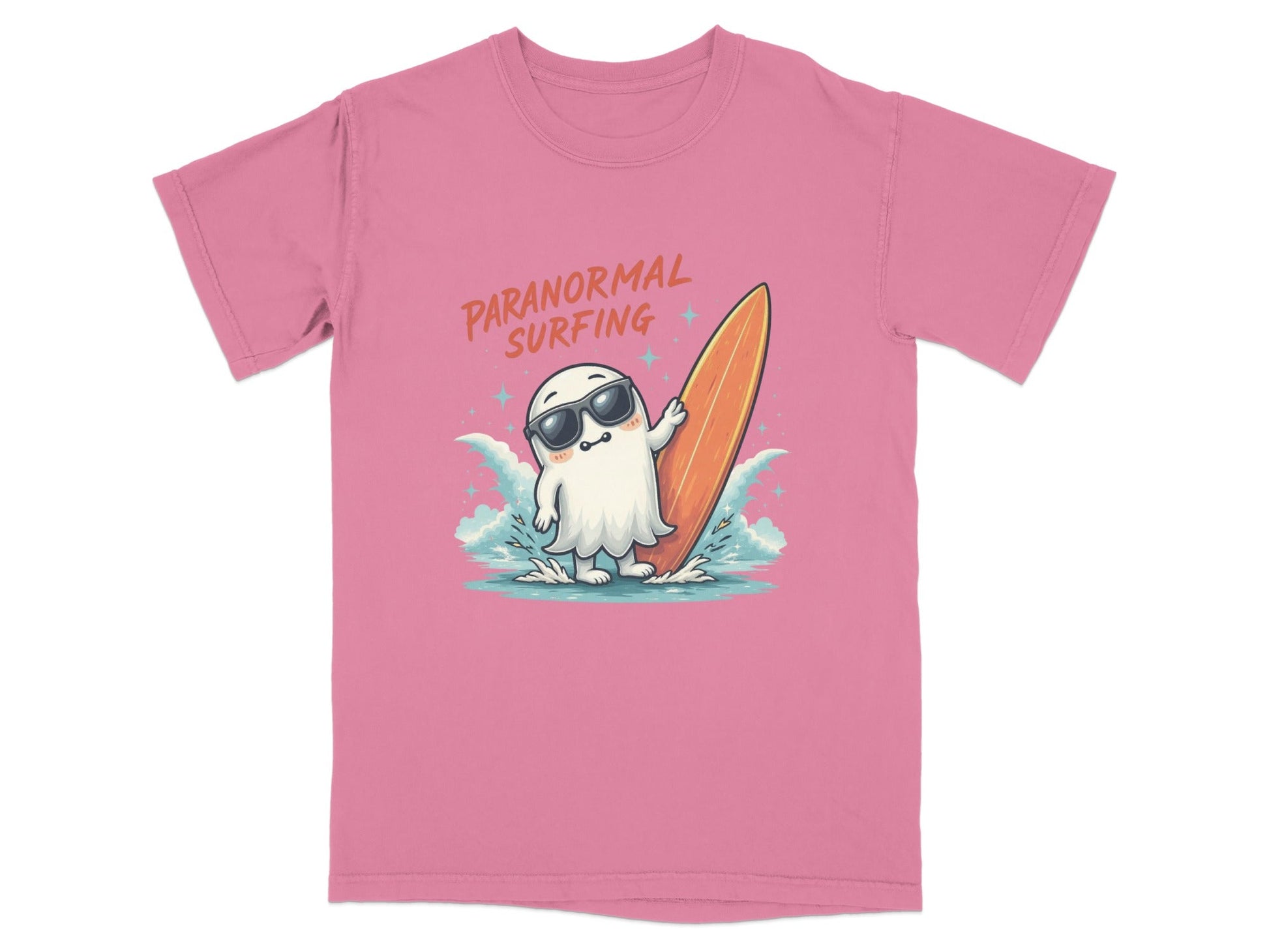 Paranormal Surfing Ghost With Surfboard Fun Summer T-Shirt - IconVexa