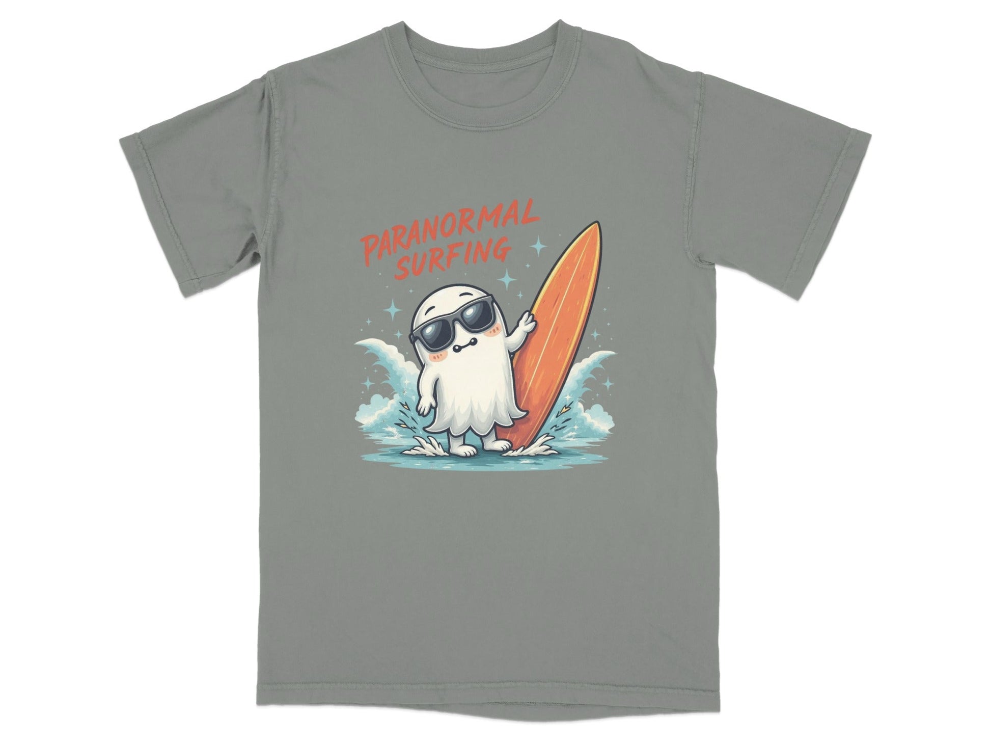 Paranormal Surfing Ghost With Surfboard Fun Summer T-Shirt - IconVexa