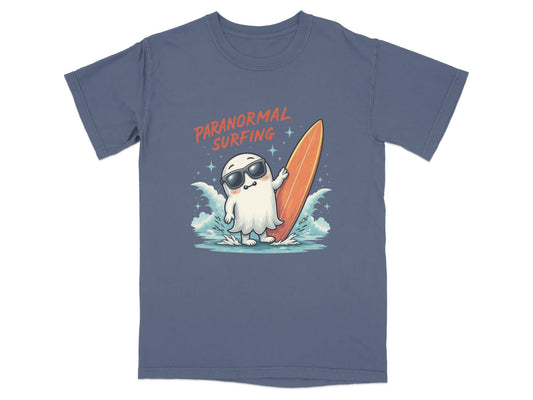 Paranormal Surfing Ghost With Surfboard Fun Summer T-Shirt - IconVexa
