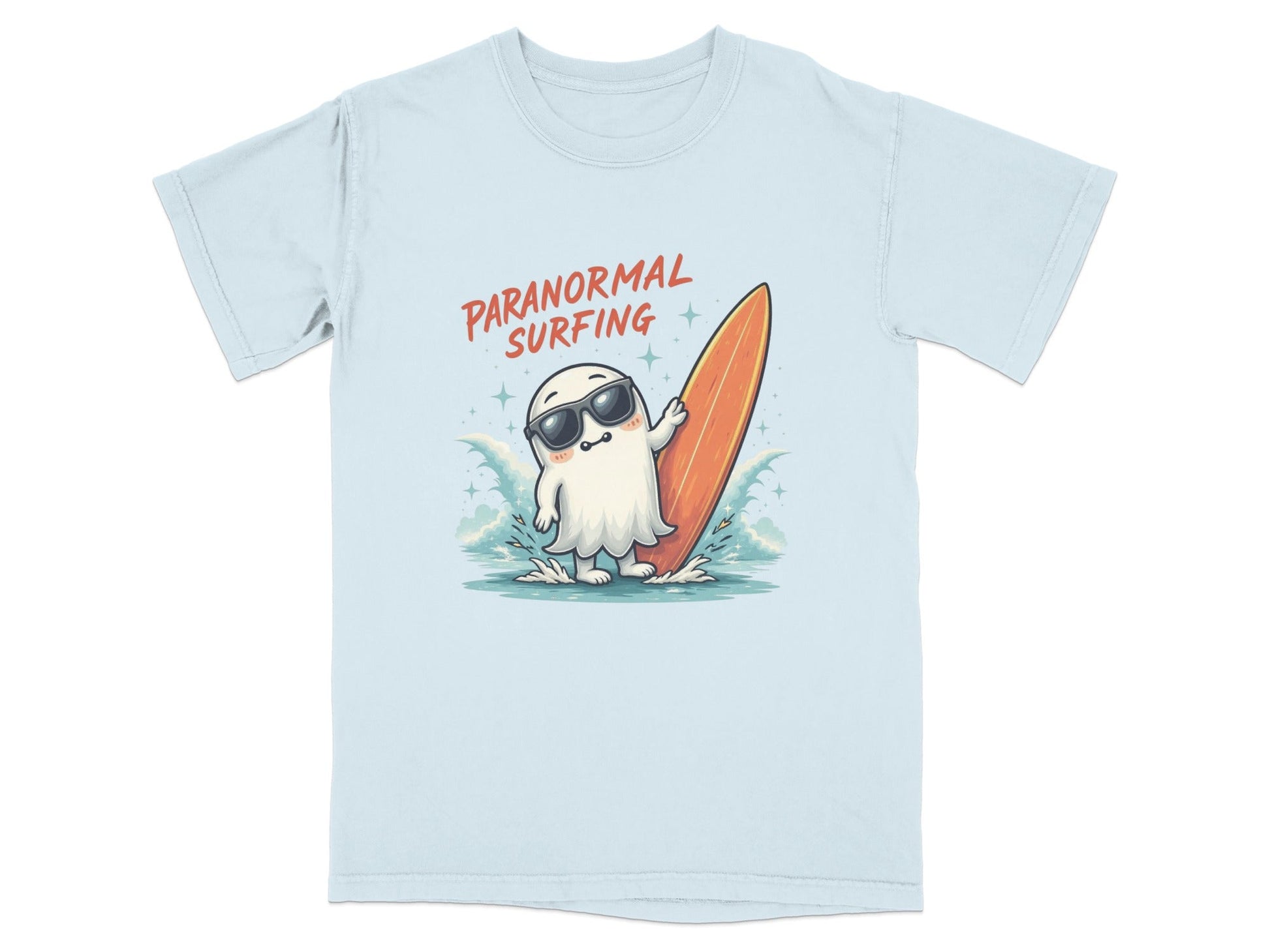 Paranormal Surfing Ghost With Surfboard Fun Summer T-Shirt - IconVexa