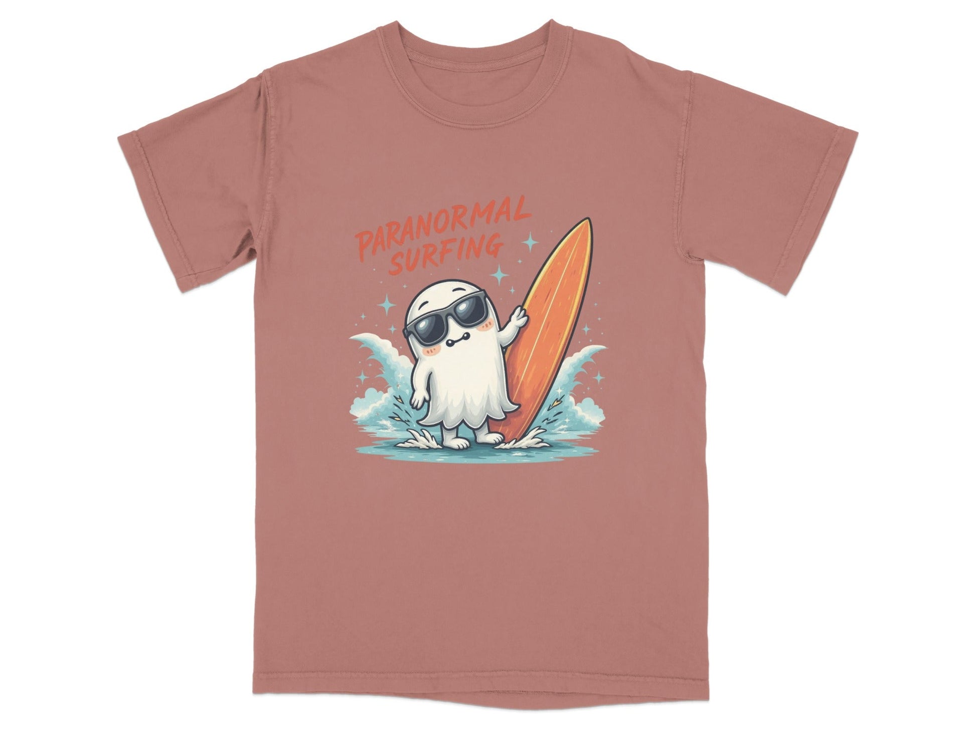 Paranormal Surfing Ghost With Surfboard Fun Summer T-Shirt - IconVexa