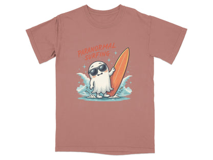 Paranormal Surfing Ghost With Surfboard Fun Summer T-Shirt - IconVexa