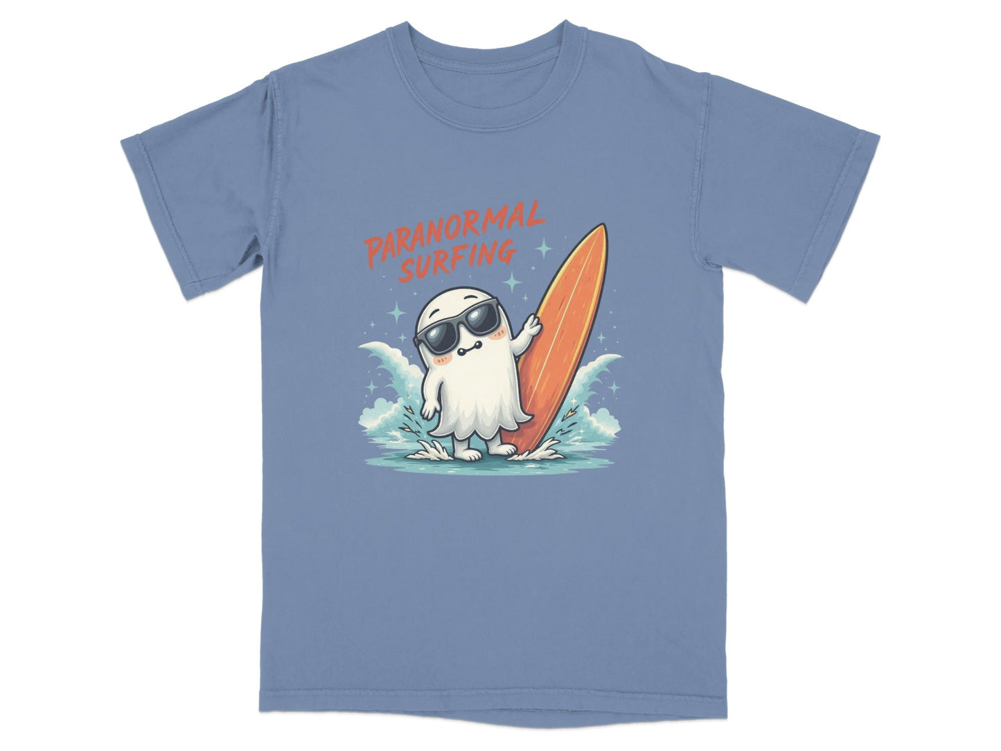 Paranormal Surfing Ghost With Surfboard Fun Summer T-Shirt - IconVexa