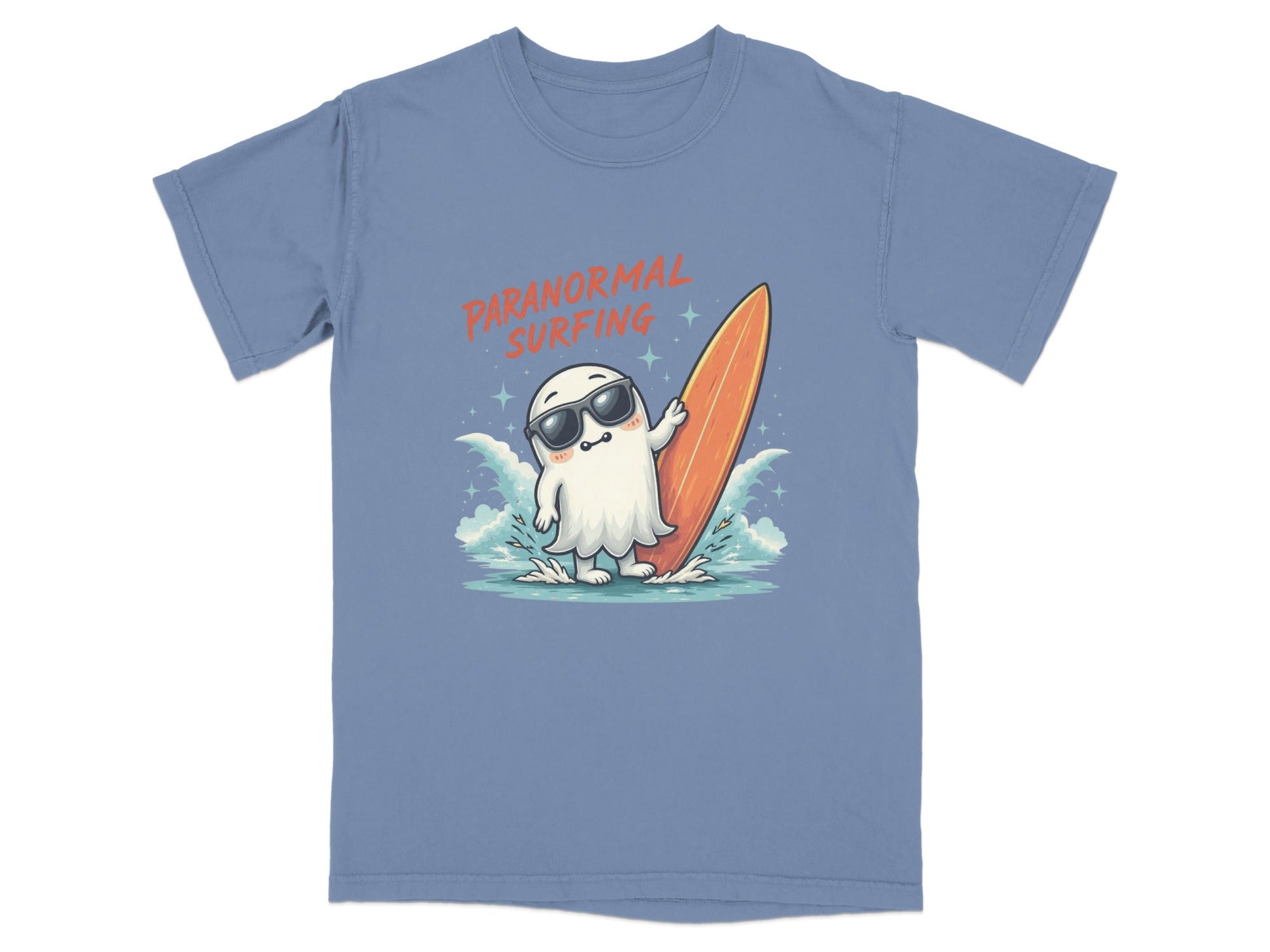 Paranormal Surfing Ghost With Surfboard Fun Summer T-Shirt - IconVexa