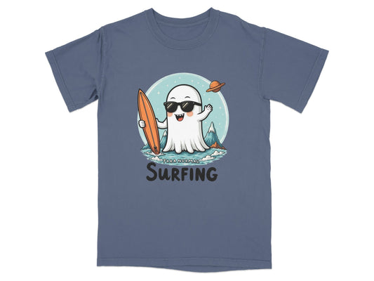 Paranormal Surfing Ghost with Surfboard Graphic Cool T-Shirt - IconVexa