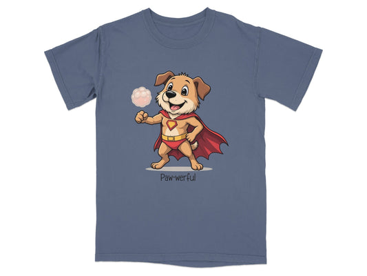 Paw - werful Superhero Dog Heroic Cartoon Fun Apparel T-Shirt - IconVexa