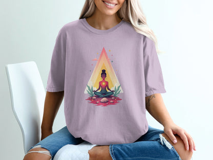 Peaceful Meditation Under Triangle Graphic Design T-Shirt - IconVexa