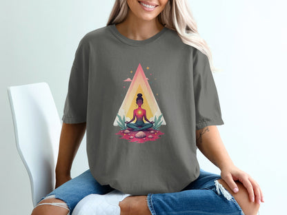 Peaceful Meditation Under Triangle Graphic Design T-Shirt - IconVexa