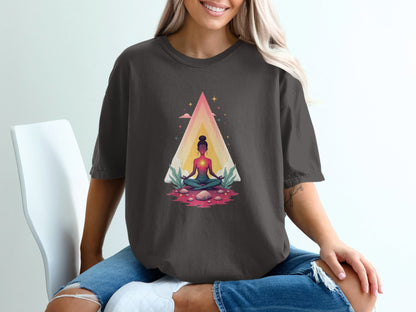 Peaceful Meditation Under Triangle Graphic Design T-Shirt - IconVexa