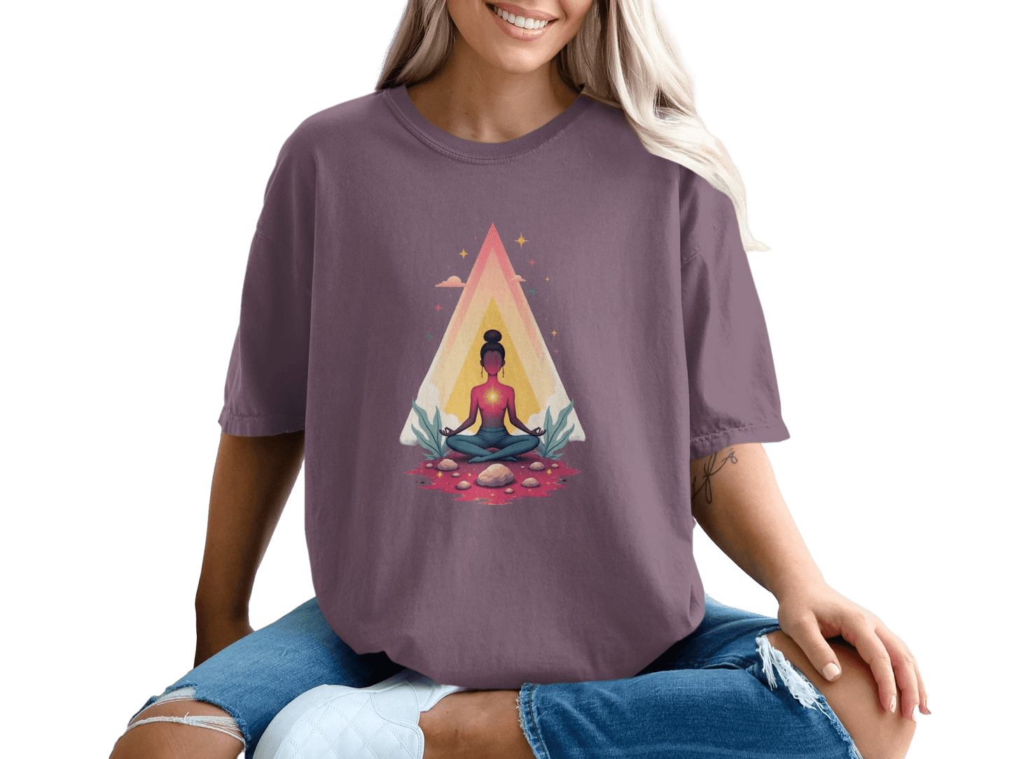 Peaceful Meditation Under Triangle Graphic Design T-Shirt - IconVexa