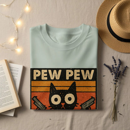 Pew Pew Madafakas Cat T-Shirt, Funny Cat Shirt, Gangster Cat, Gift for Cat Lover, Cat with Guns, Novelty T-Shirt, Trending Now - IconVexa