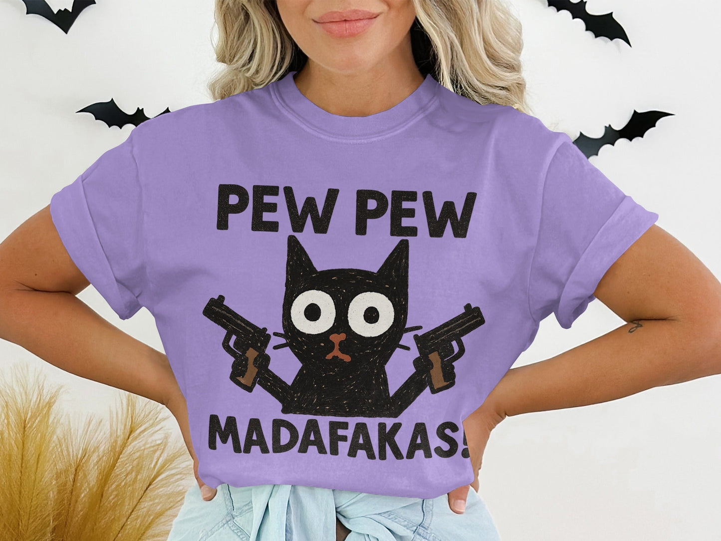 Pew Pew Madafakas Cat T-Shirt, Funny Cat Shirt, Graphic Tee, Cat Lover Gift, Novelty T-Shirt, Trendy T-Shirt, Gift Idea, Unisex Shirt - IconVexa