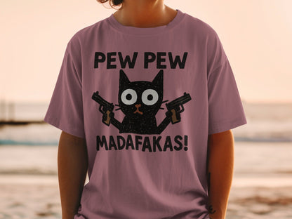 Pew Pew Madafakas Cat T-Shirt, Funny Cat Shirt, Graphic Tee, Cat Lover Gift, Novelty T-Shirt, Trendy T-Shirt, Gift Idea, Unisex Shirt - IconVexa