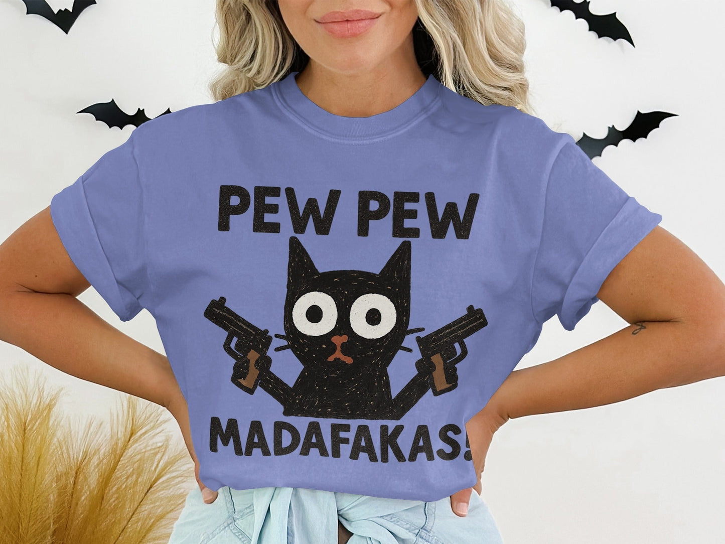 Pew Pew Madafakas Cat T-Shirt, Funny Cat Shirt, Graphic Tee, Cat Lover Gift, Novelty T-Shirt, Trendy T-Shirt, Gift Idea, Unisex Shirt - IconVexa