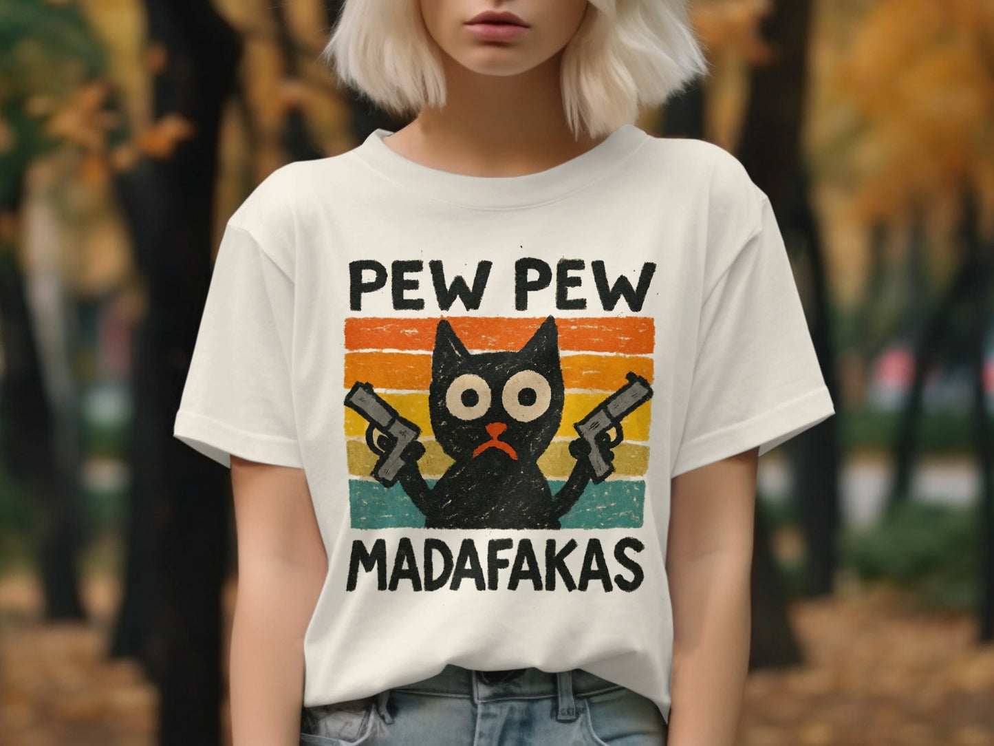 Pew Pew Madafakas Cat T-Shirt, Funny Kitten Tee, Gangster Cat Shirt, Cool Cat Lover Shirt, Unique T-shirt Gift, Trendy T-Shirt Design - IconVexa