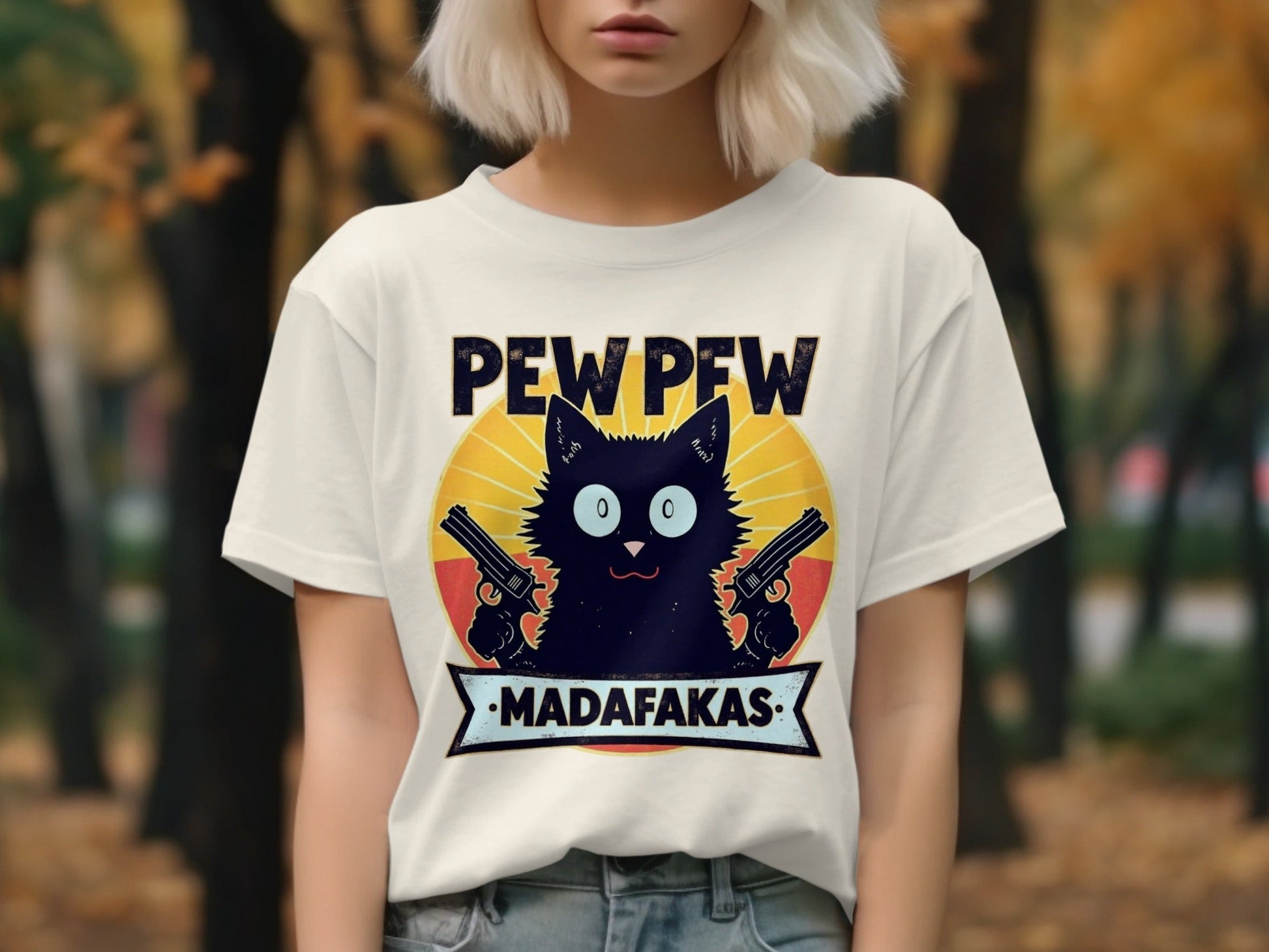 Pew Pew Madafakas Funny Cat T-Shirt, Gangster Cat Tee, Novelty Animal Shirt, Sarcastic Humor Shirt, Unique Graphic Tee Shirt - IconVexa