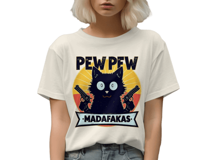 Pew Pew Madafakas Funny Cat T-Shirt, Gangster Cat Tee, Novelty Animal Shirt, Sarcastic Humor Shirt, Unique Graphic Tee Shirt - IconVexa