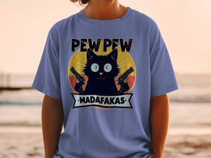 Pew Pew Madafakas Funny Cat T-Shirt, Gangster Cat Tee, Novelty Animal Shirt, Sarcastic Humor Shirt, Unique Graphic Tee Shirt - IconVexa
