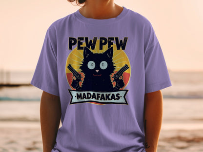 Pew Pew Madafakas Funny Cat T-Shirt, Gangster Cat Tee, Novelty Animal Shirt, Sarcastic Humor Shirt, Unique Graphic Tee Shirt - IconVexa