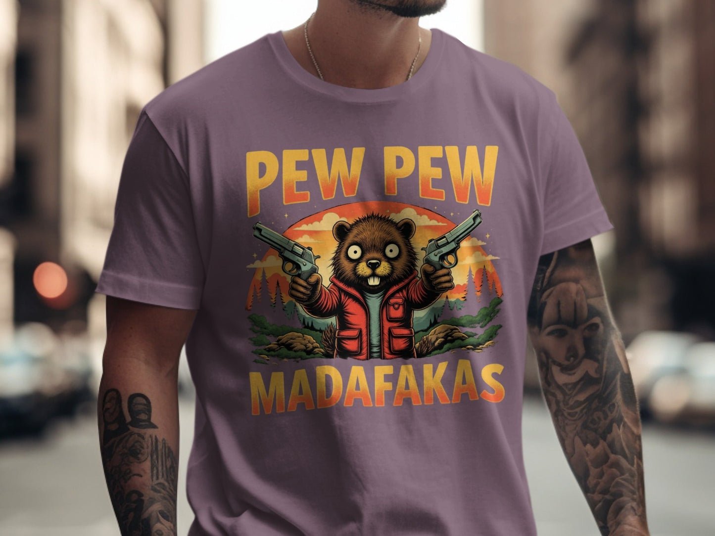 Pew Pew Madafakas T-Shirt, Funny Beaver Tee, Animal Lover Shirt, Meme Shirt, Gun T Shirt, Graphic Design Tee, Trendy T-Shirt, Gift for Her - IconVexa