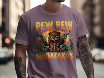 Pew Pew Madafakas T-Shirt, Funny Beaver Tee, Animal Lover Shirt, Meme Shirt, Gun T Shirt, Graphic Design Tee, Trendy T-Shirt, Gift for Her - IconVexa