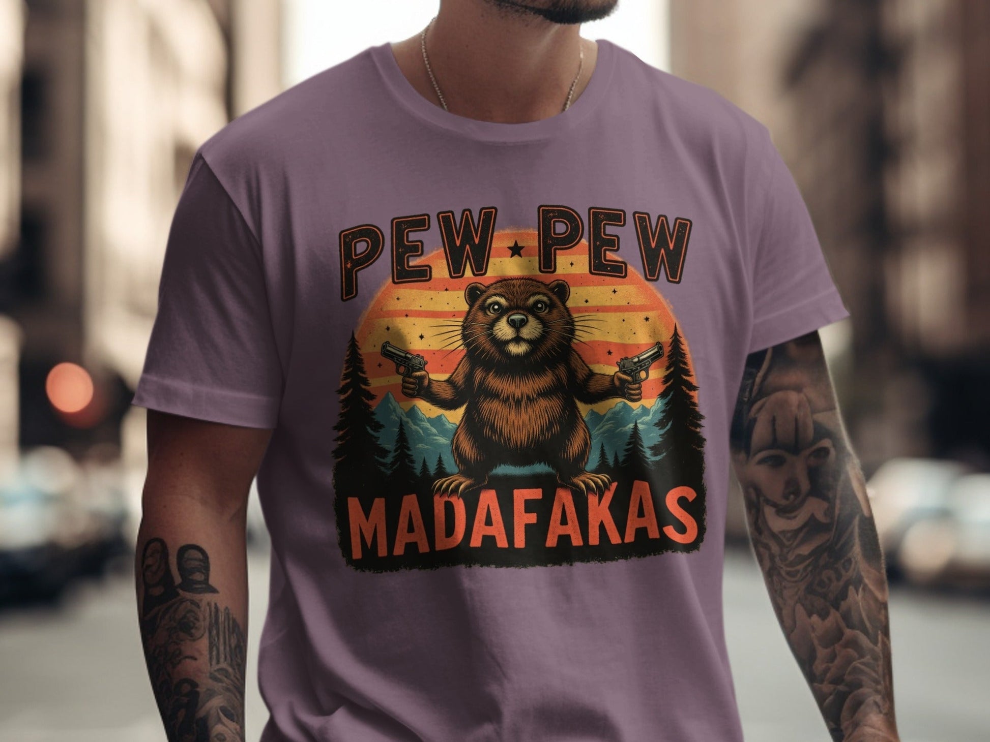 Pew Pew Madafakas T-Shirt, Funny Beaver Tee Shirt, Graphic Novelty Shirt, Trending Gift Shirt, Humor Tee, Animal Lover T-Shirt - IconVexa
