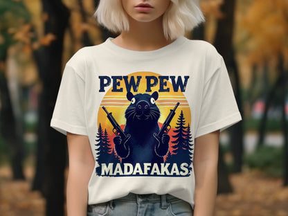 Pew Pew Madafakas T-Shirt, Funny Raccoon Tee, Animal Shirt, Graphic T-Shirt, Trendy T-Shirt, Sarcastic Shirt, Meme T-Shirt, Viral Shirt - IconVexa