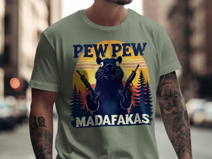 Pew Pew Madafakas T-Shirt, Funny Raccoon Tee, Animal Shirt, Graphic T-Shirt, Trendy T-Shirt, Sarcastic Shirt, Meme T-Shirt, Viral Shirt - IconVexa