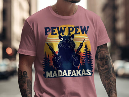 Pew Pew Madafakas T-Shirt, Funny Raccoon Tee, Animal Shirt, Graphic T-Shirt, Trendy T-Shirt, Sarcastic Shirt, Meme T-Shirt, Viral Shirt - IconVexa
