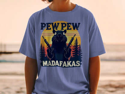 Pew Pew Madafakas T-Shirt, Funny Raccoon Tee, Animal Shirt, Graphic T-Shirt, Trendy T-Shirt, Sarcastic Shirt, Meme T-Shirt, Viral Shirt - IconVexa