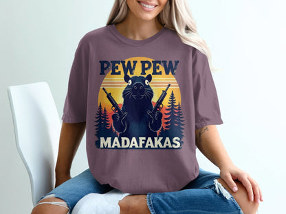 Pew Pew Madafakas T-Shirt, Funny Raccoon Tee, Animal Shirt, Graphic T-Shirt, Trendy T-Shirt, Sarcastic Shirt, Meme T-Shirt, Viral Shirt - IconVexa