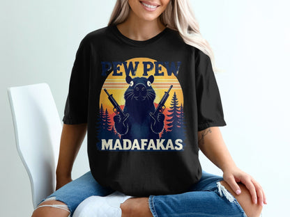 Pew Pew Madafakas T-Shirt, Funny Raccoon Tee, Animal Shirt, Graphic T-Shirt, Trendy T-Shirt, Sarcastic Shirt, Meme T-Shirt, Viral Shirt - IconVexa