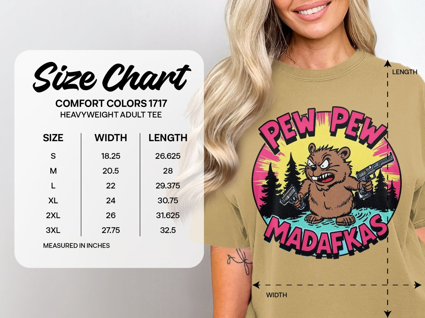 Pew Pew Madafkas Beaver T-Shirt, Funny Animal Tee, Cartoon Beaver, Gun Lover Shirt, Meme T-Shirt, Graphic Tee - IconVexa