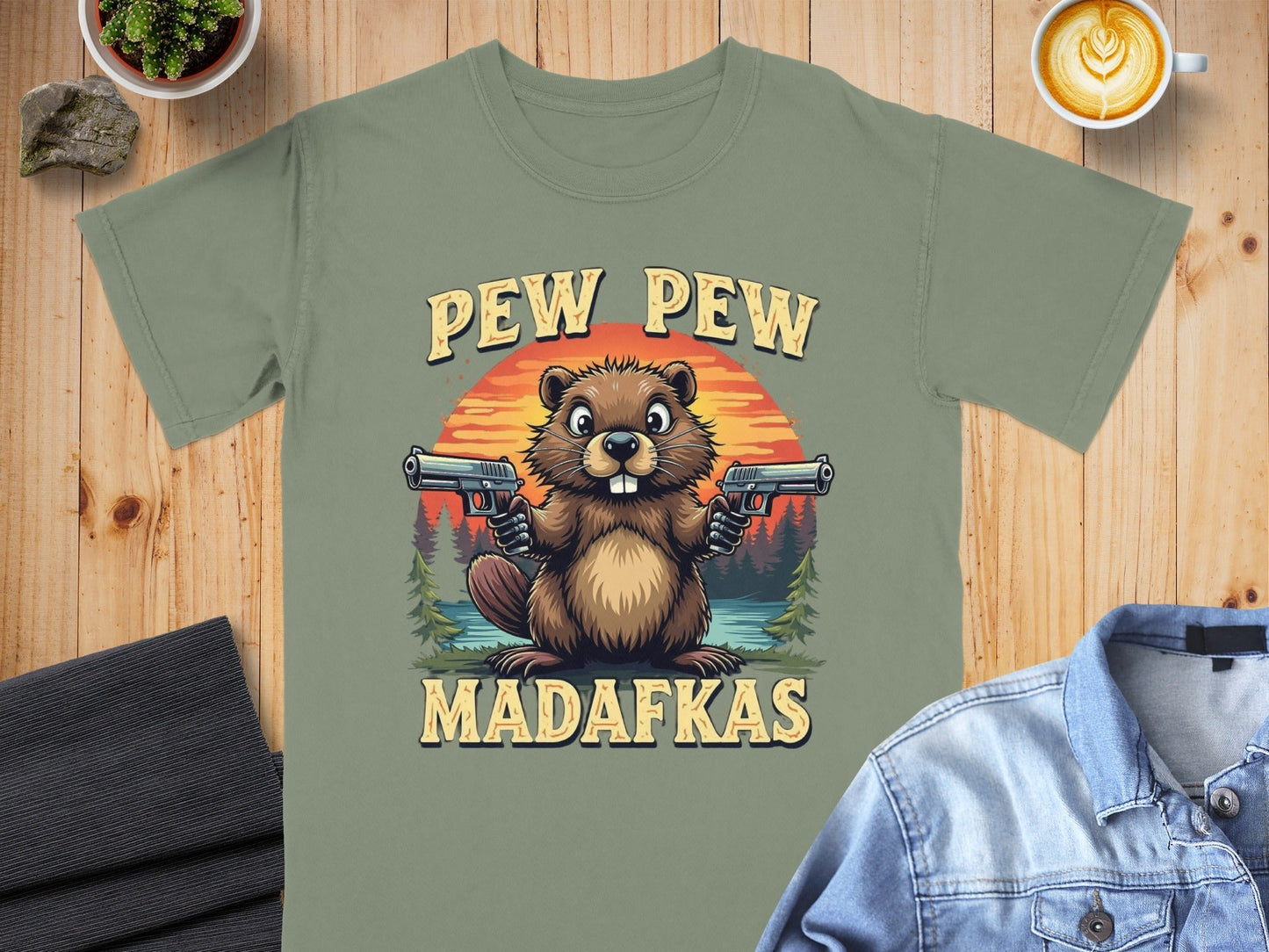 Pew Pew Madafkas Beaver T-Shirt, Funny Animal Tee, Gun Beaver Shirt, Wildlife Meme Tee, Beaver Lover Gift, Trending T-Shirt - IconVexa