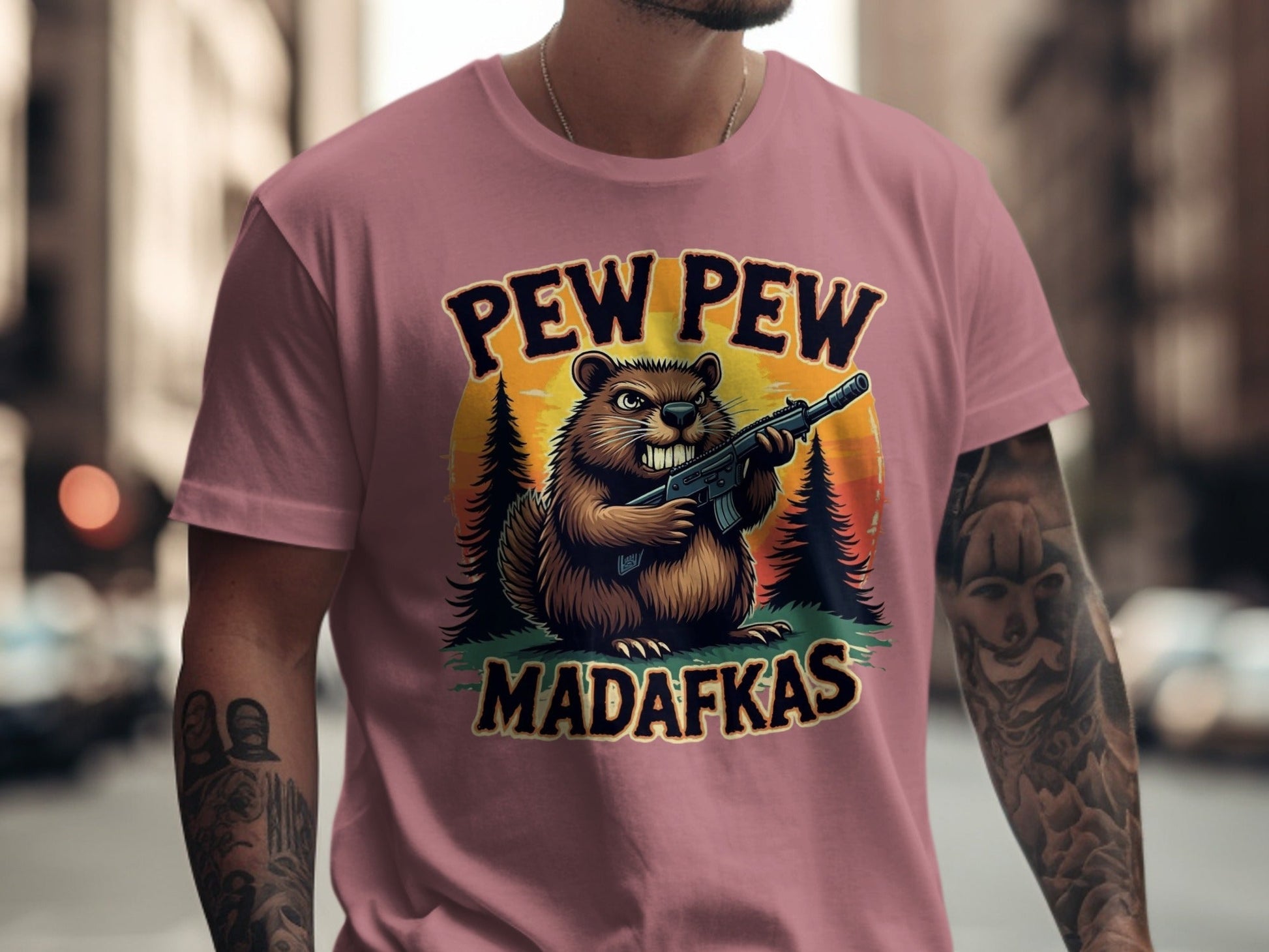 Pew Pew Madafkas T-Shirt, Funny Beaver, Armed Rodent Tee, Novelty Animal Shirt, Meme T-Shirt, Graphic Tee, Statement T-Shirt - IconVexa