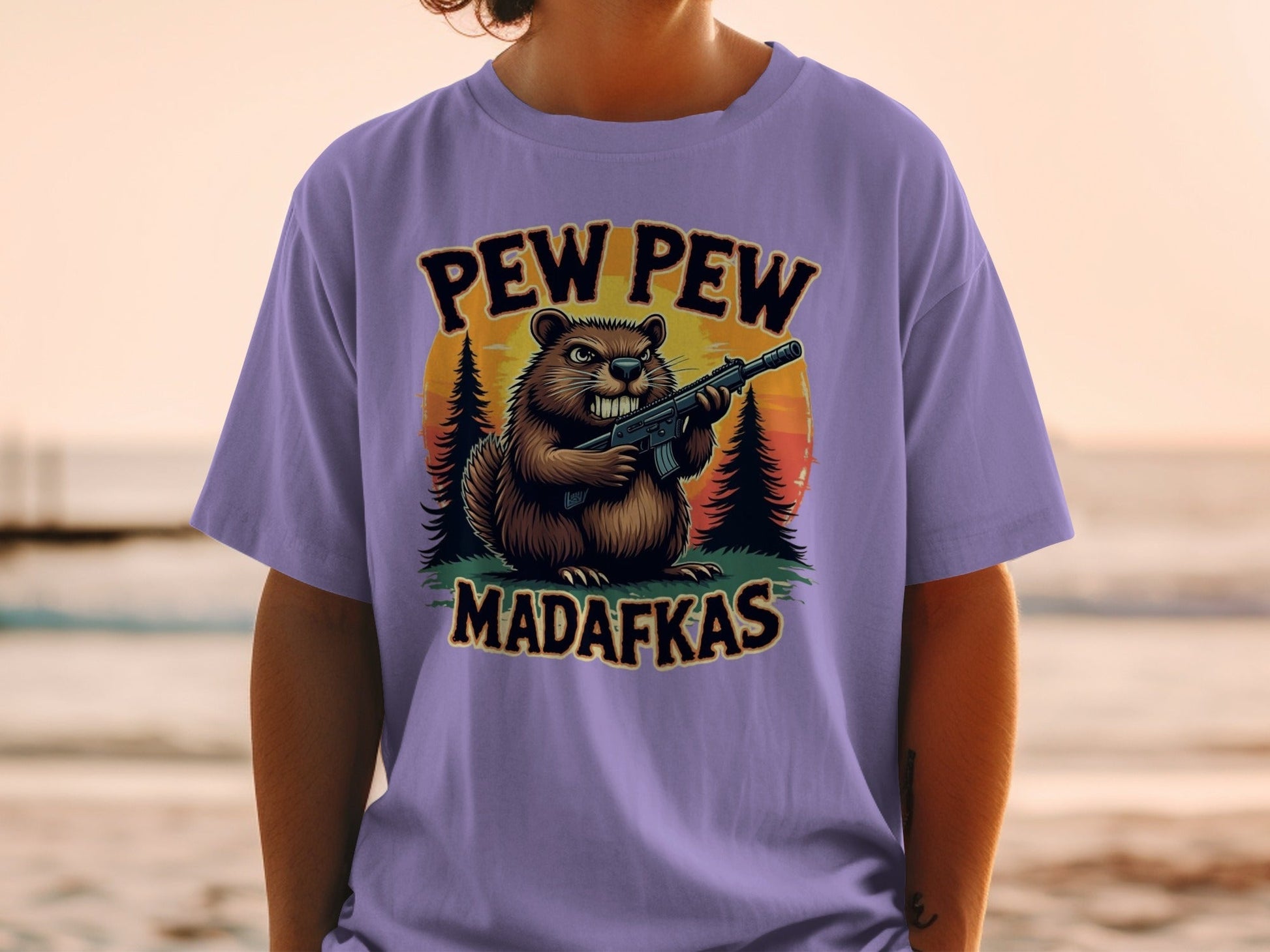 Pew Pew Madafkas T-Shirt, Funny Beaver, Armed Rodent Tee, Novelty Animal Shirt, Meme T-Shirt, Graphic Tee, Statement T-Shirt - IconVexa