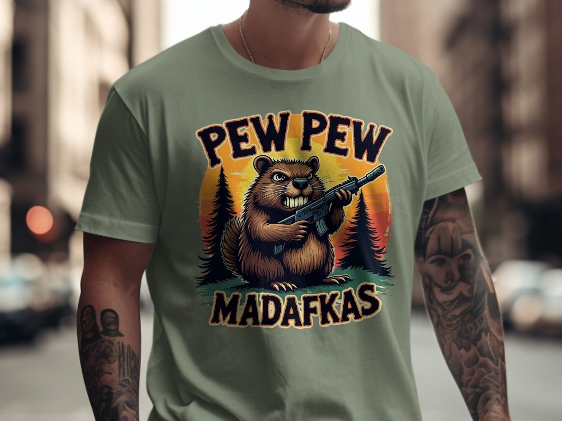 Pew Pew Madafkas T-Shirt, Funny Beaver, Armed Rodent Tee, Novelty Animal Shirt, Meme T-Shirt, Graphic Tee, Statement T-Shirt - IconVexa