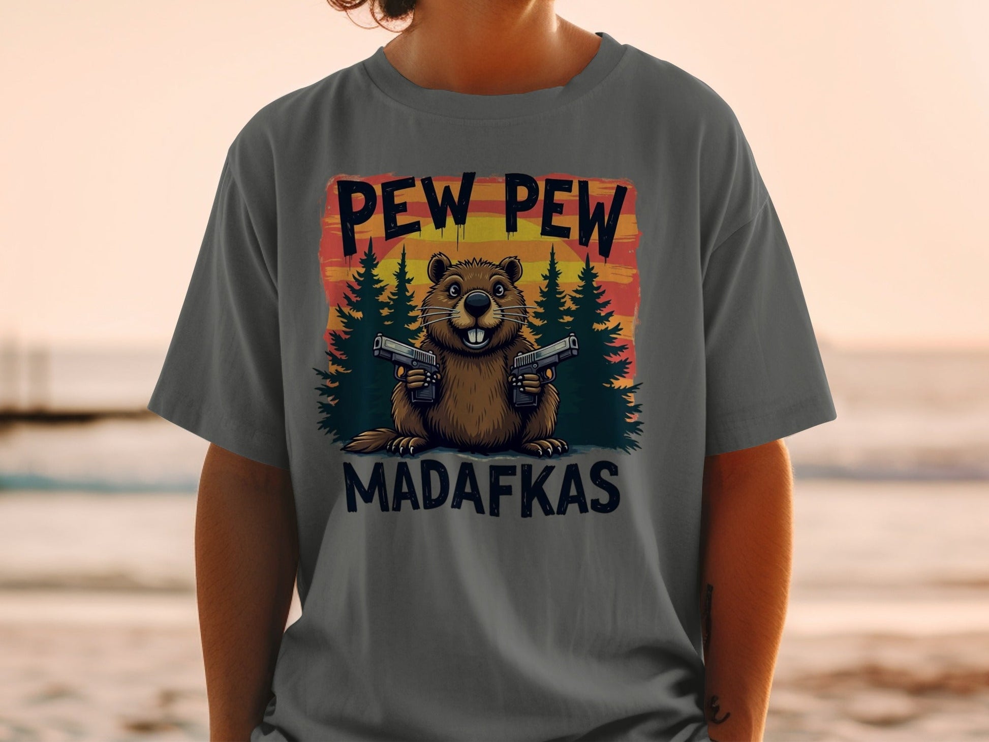 Pew Pew Madafkas T-Shirt, Funny Beaver Tee, Graphic Tee Shirt, Animal Lover Gift, Sarcastic T-Shirt, Novelty Tee Shirt, Meme T-Shirt - IconVexa
