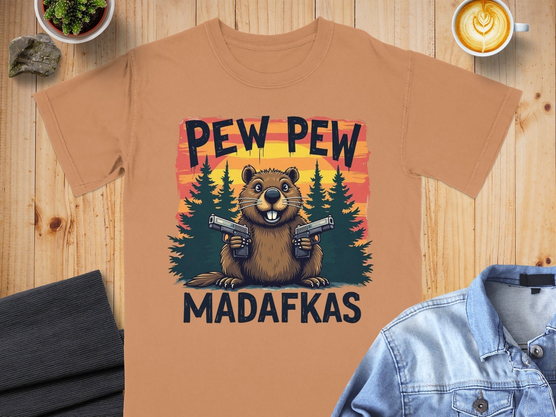 Pew Pew Madafkas T-Shirt, Funny Beaver Tee, Graphic Tee Shirt, Animal Lover Gift, Sarcastic T-Shirt, Novelty Tee Shirt, Meme T-Shirt - IconVexa