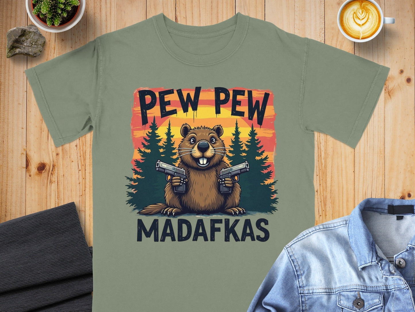 Pew Pew Madafkas T-Shirt, Funny Beaver Tee, Graphic Tee Shirt, Animal Lover Gift, Sarcastic T-Shirt, Novelty Tee Shirt, Meme T-Shirt - IconVexa