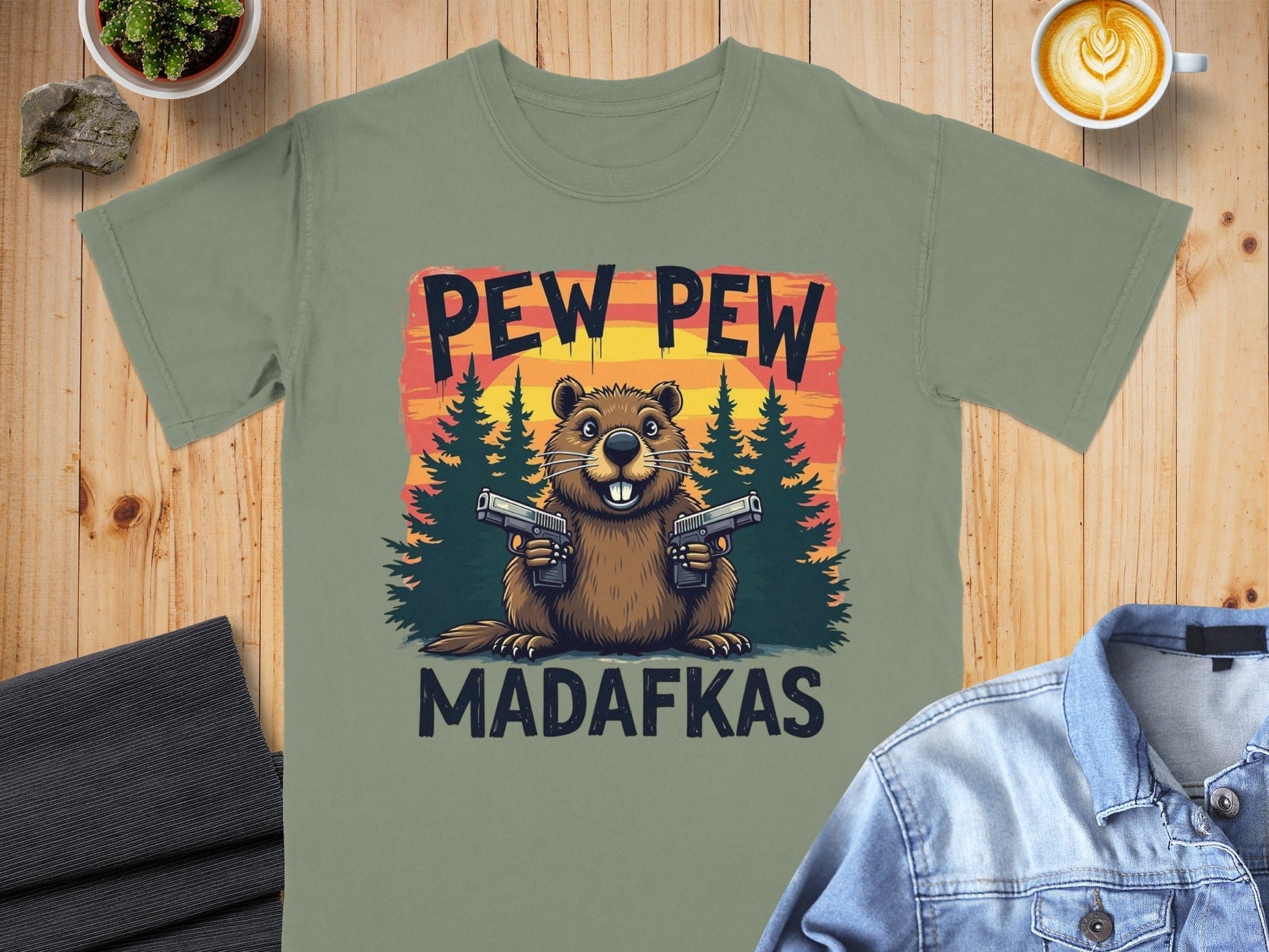 Pew Pew Madafkas T-Shirt, Funny Beaver Tee, Graphic Tee Shirt, Animal Lover Gift, Sarcastic T-Shirt, Novelty Tee Shirt, Meme T-Shirt - IconVexa