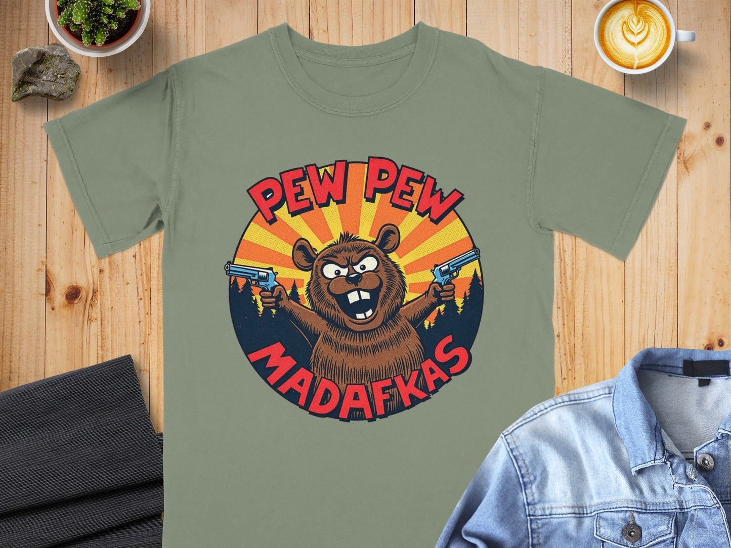 Pew Pew Madafkas Tee, Beaver Shirt, Funny T-Shirt, Cartoon T-Shirt, Animal Tee, Meme Shirt, Graphic Shirt, Novelty T-Shirt, Gift T-Shirt - IconVexa