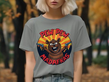 Pew Pew Madafkas Tee, Beaver Shirt, Funny T-Shirt, Cartoon T-Shirt, Animal Tee, Meme Shirt, Graphic Shirt, Novelty T-Shirt, Gift T-Shirt - IconVexa