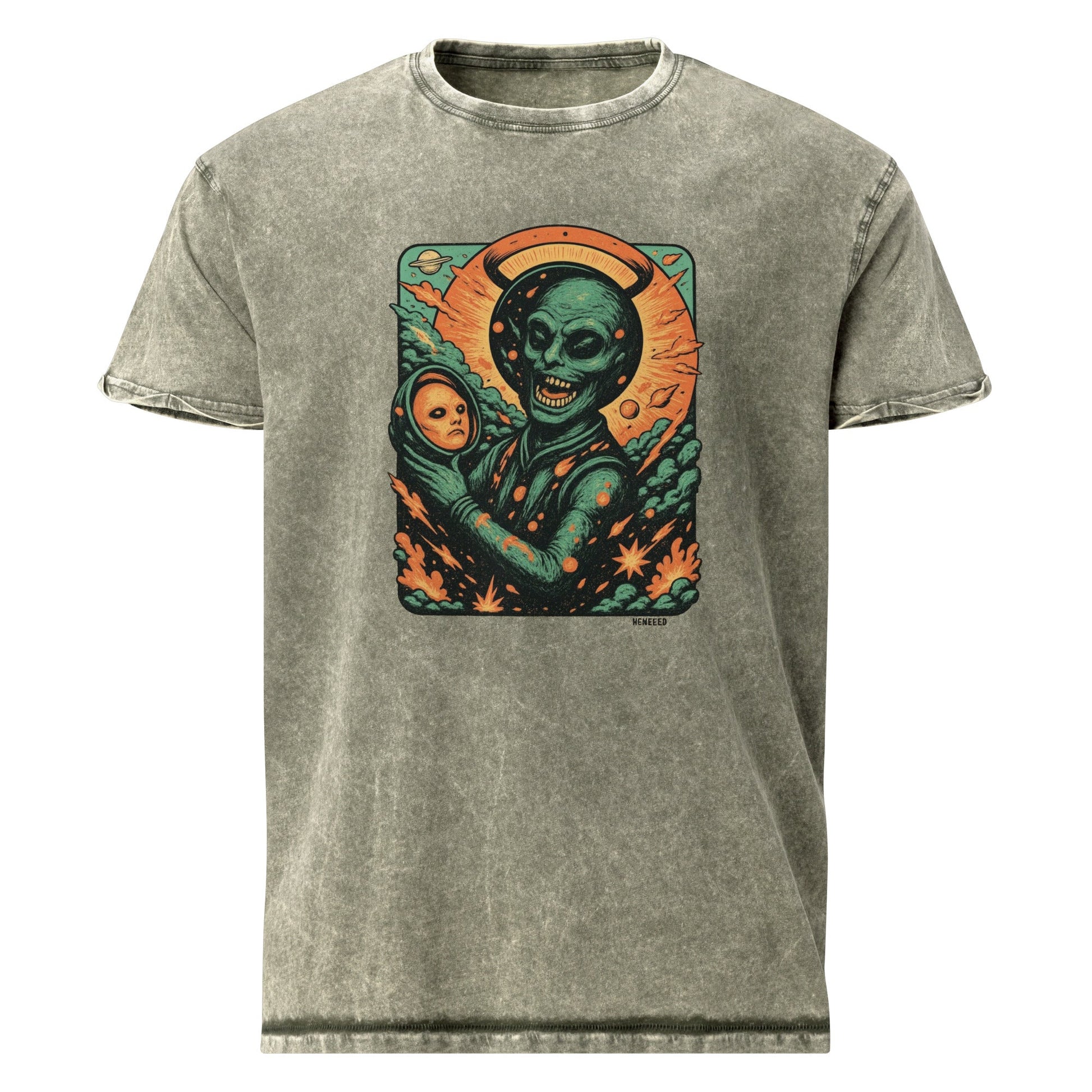 Psychedelic Alien Horror Shirt | Vintage Sci - Fi Space Tee | Cosmic Art Graphic T-Shirt - IconVexa