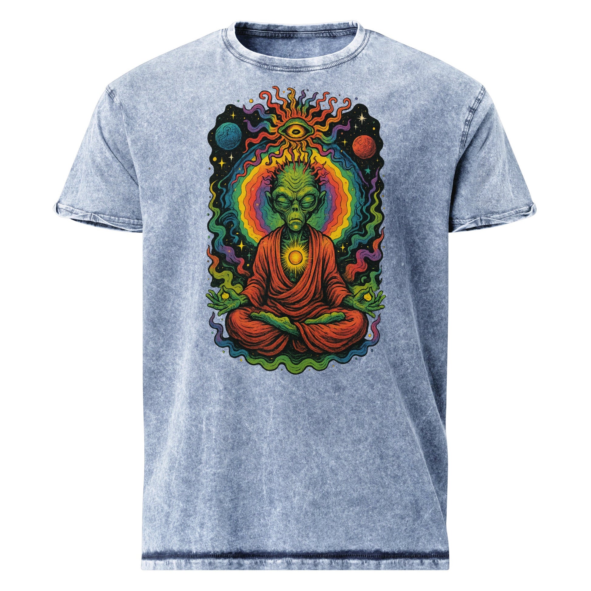 Psychedelic Alien Monk Tee | Spiritual Space Shirt | Cosmic Meditation T-Shirt - IconVexa