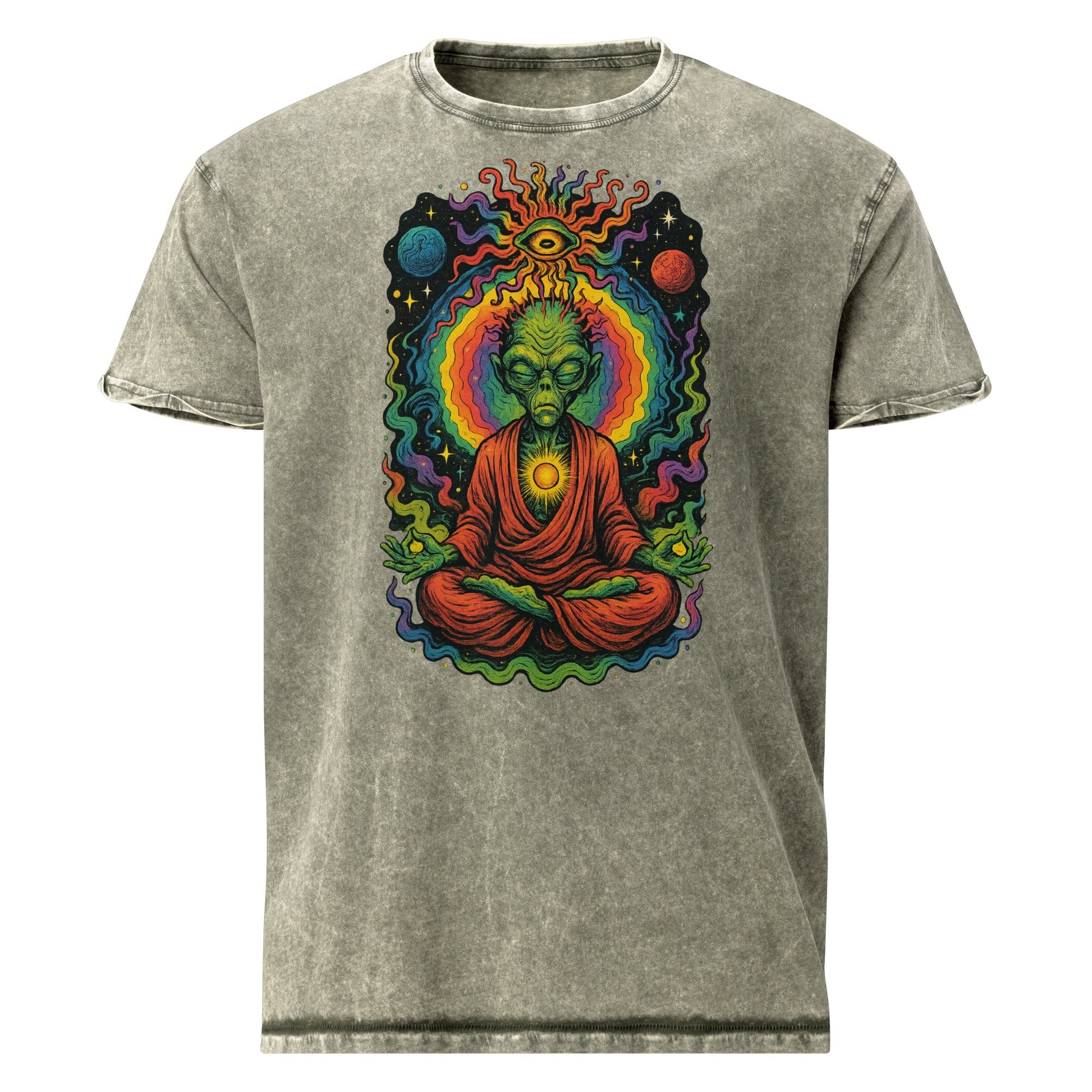 Psychedelic Alien Monk Tee | Spiritual Space Shirt | Cosmic Meditation T-Shirt - IconVexa